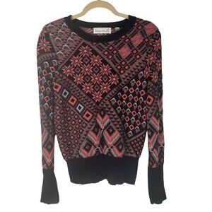 Anthropologie M Charlie & Robin Geometric 3D Print Pattern Sweater Long Sleeves